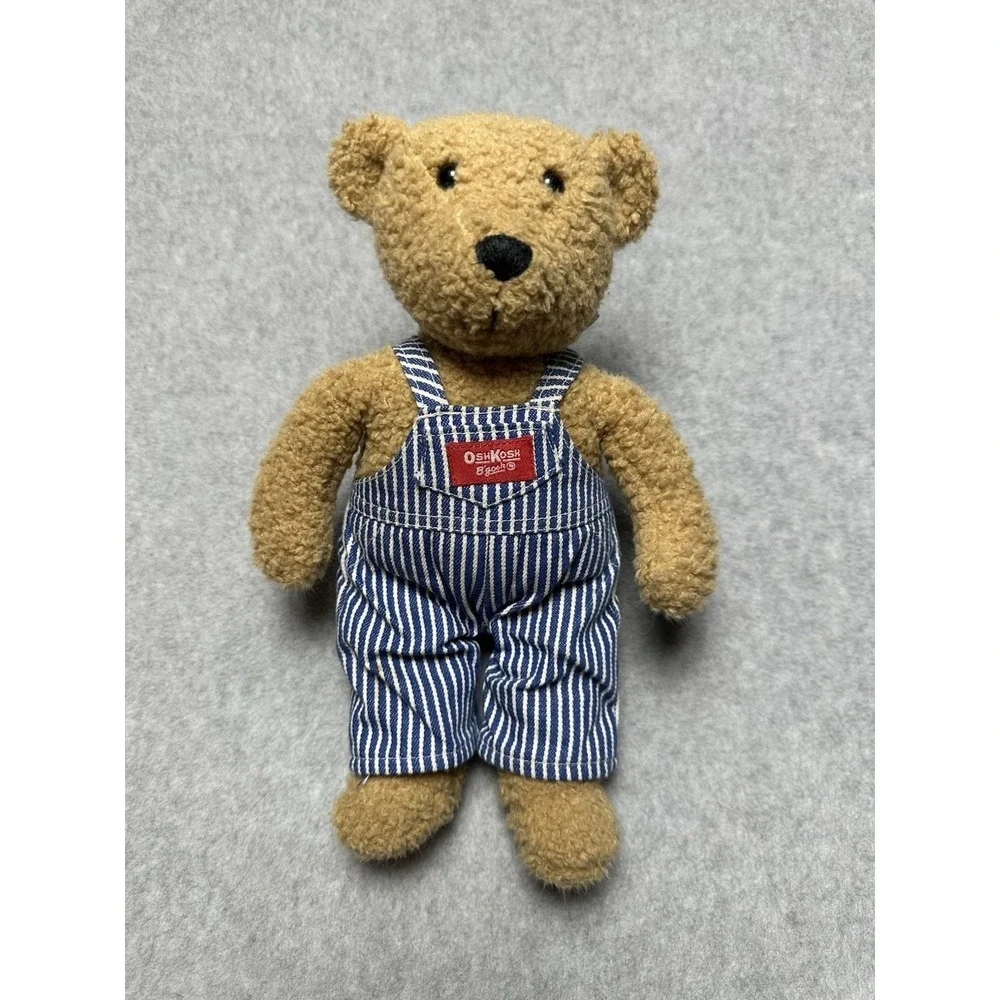 Vintage OshKosh B'Gosh TEDDY BEAR Plush Striped Engineer Overalls  11